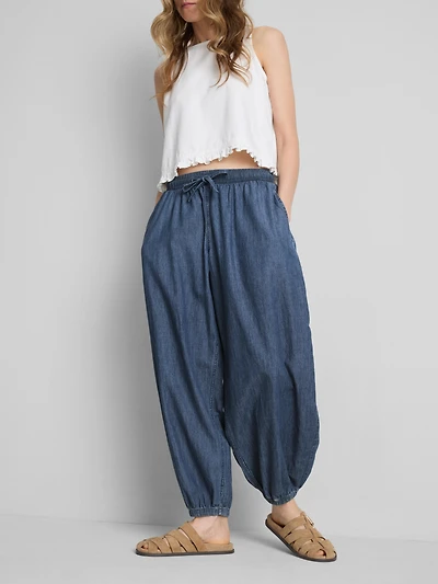 Cotton Denim Harem Pants