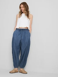 Cotton Denim Harem Pants