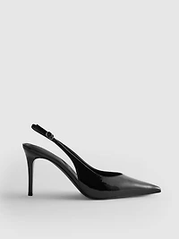 Faux Leather Slingback Heels
