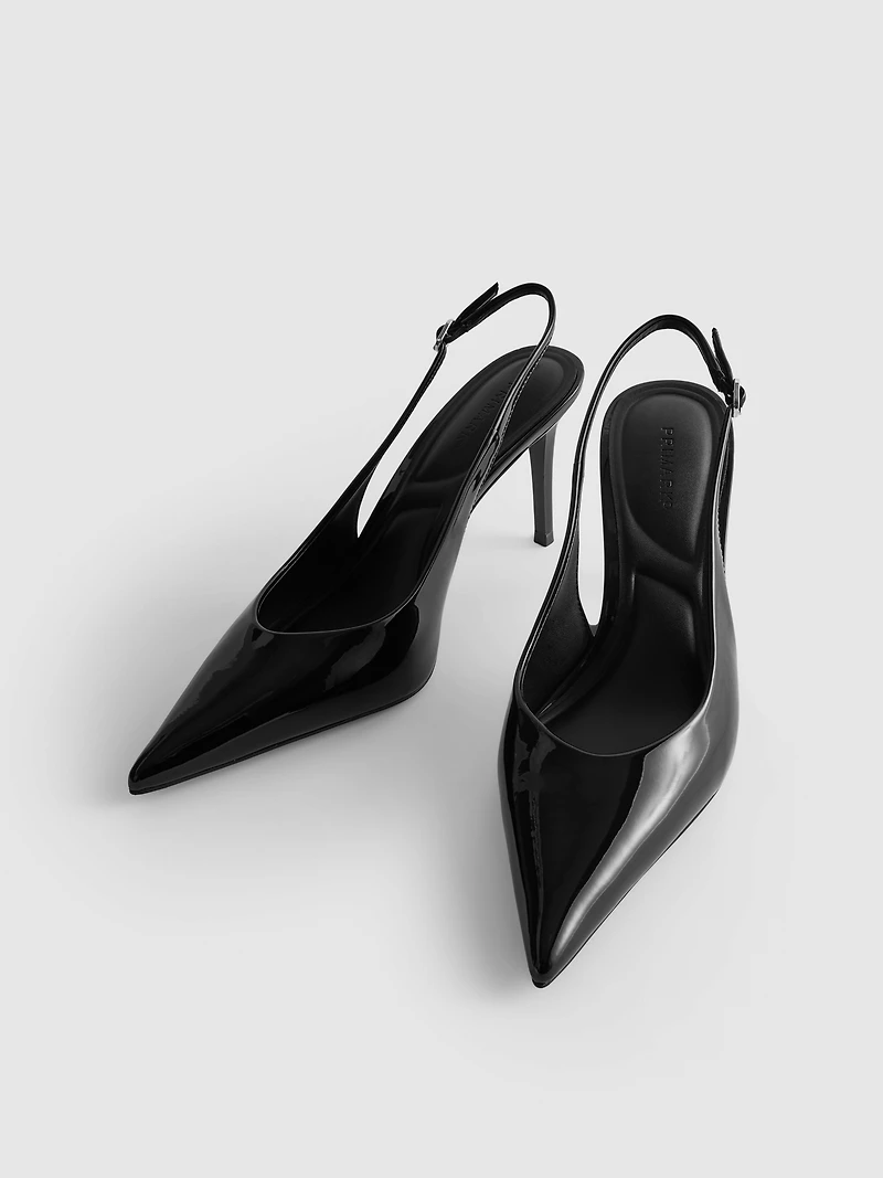 Faux Leather Slingback Heels