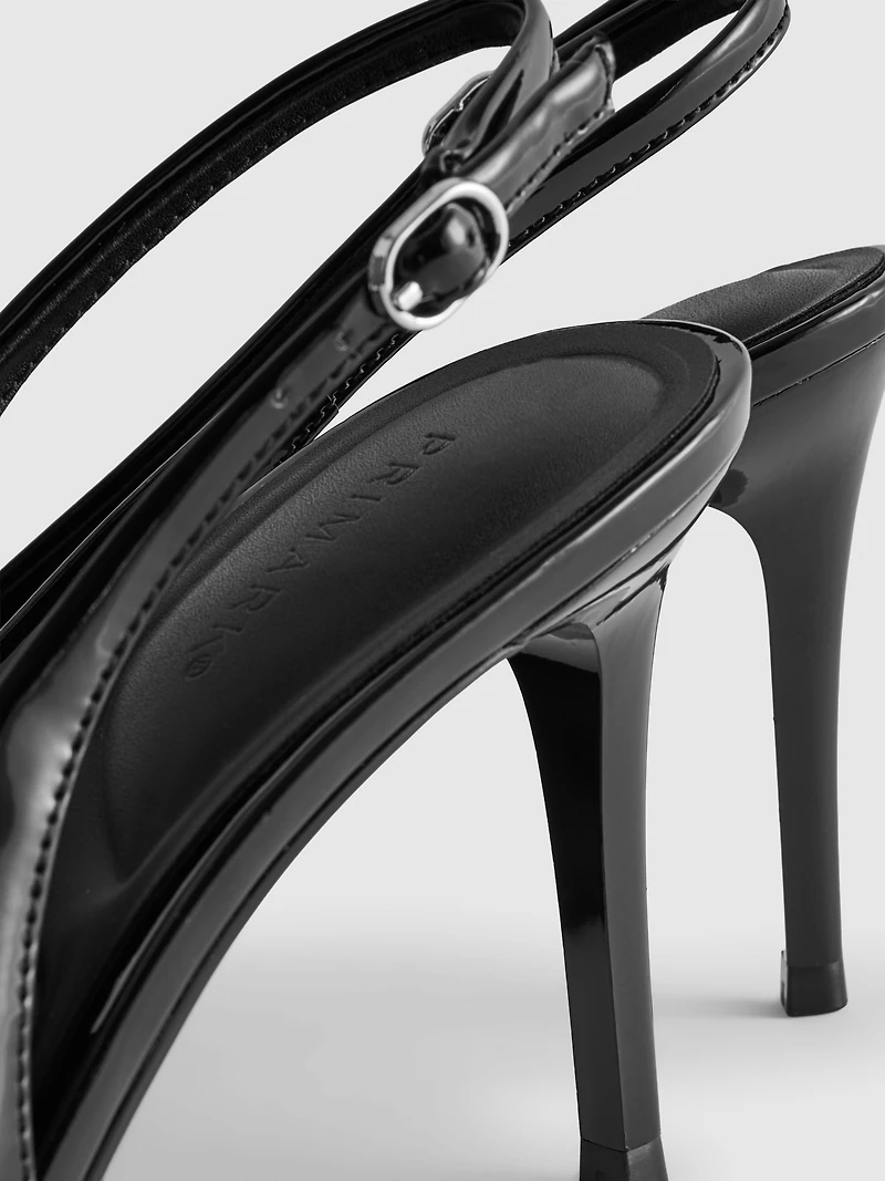 Faux Leather Slingback Heels
