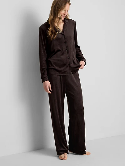 Piped Plush Boyfriend Pajamas