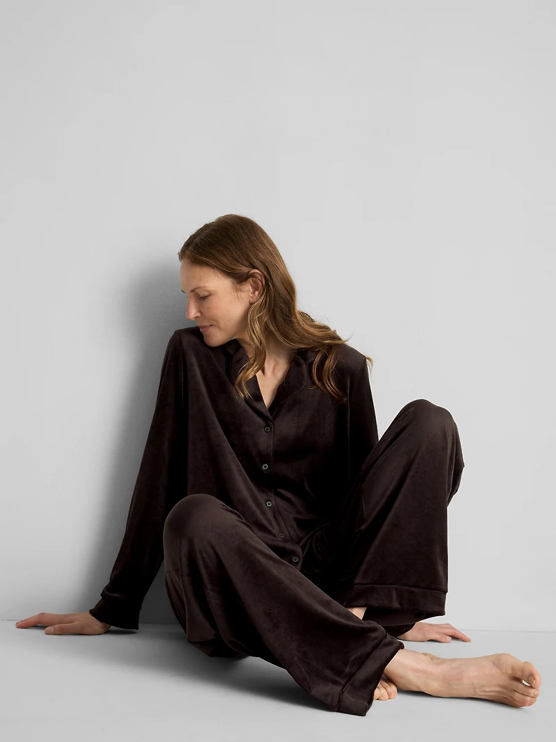 Piped Plush Boyfriend Pajamas