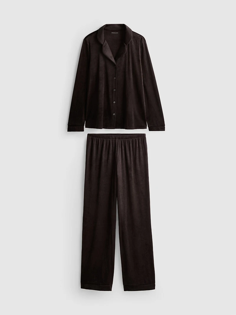 Piped Plush Boyfriend Pajamas