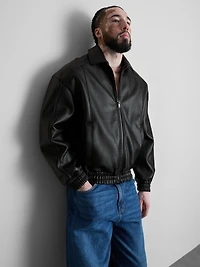 Faux Leather Bomber Jacket