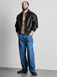 Faux Leather Bomber Jacket