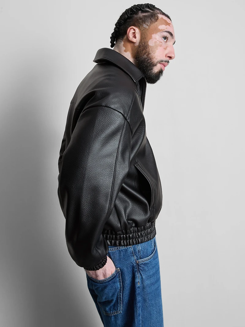 Faux Leather Bomber Jacket