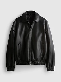 Faux Leather Bomber Jacket