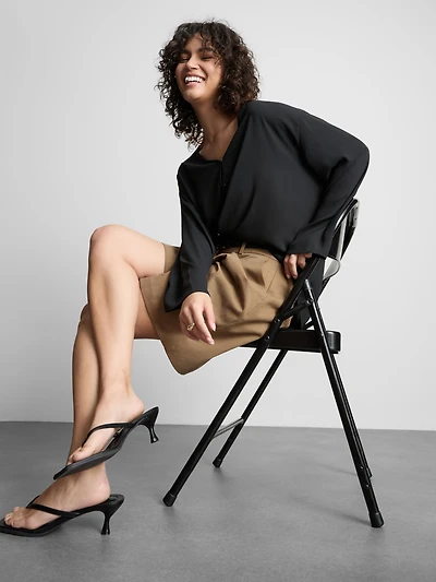Crepe V-Neck Blouse