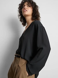 Crepe V-Neck Blouse