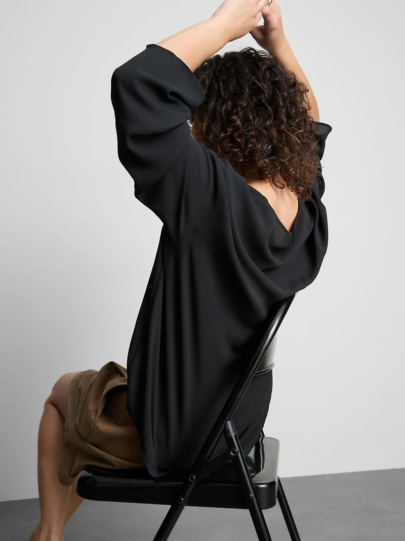 Crepe V-Neck Blouse