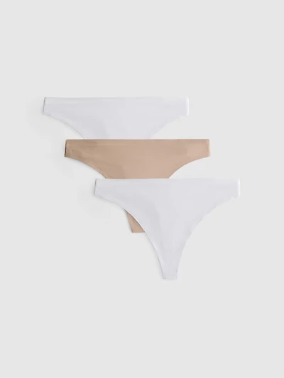 3pk Invisible High-Waisted Thongs
