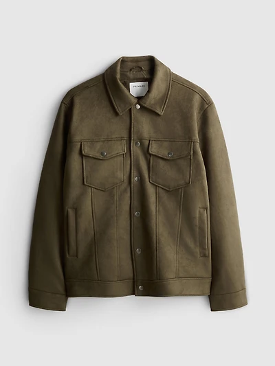 Faux Suede Trucker Jacket