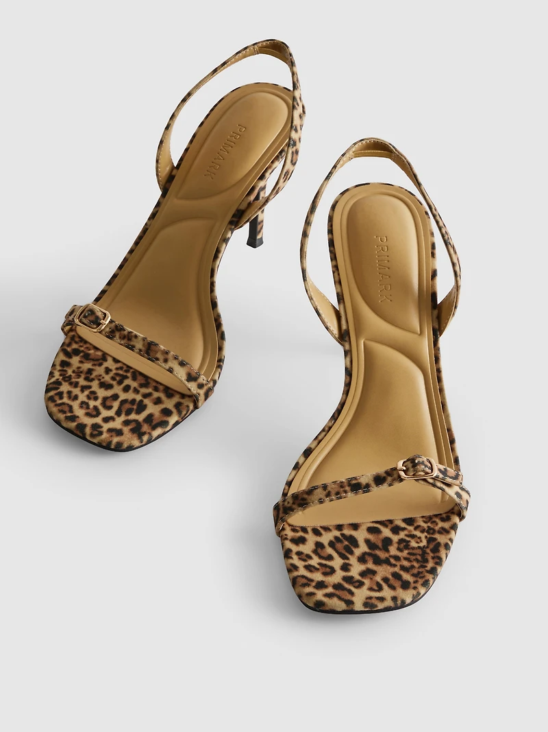 Leopard Print Strappy Stiletto Sandals