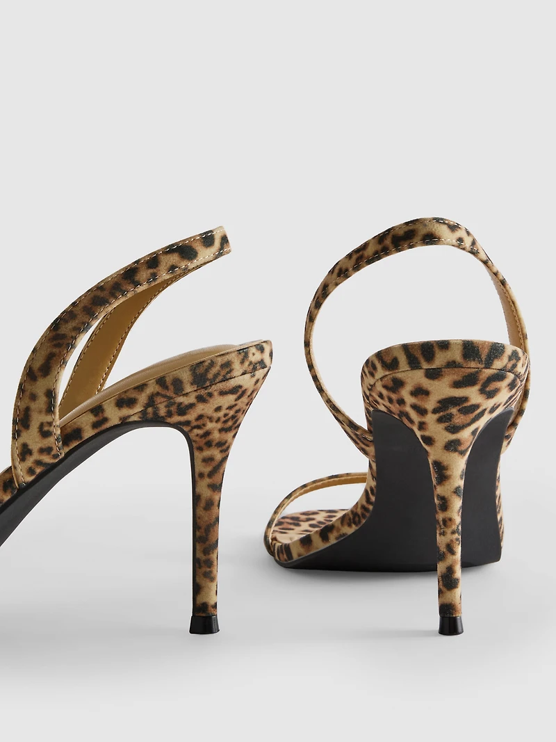 Leopard Print Strappy Stiletto Sandals