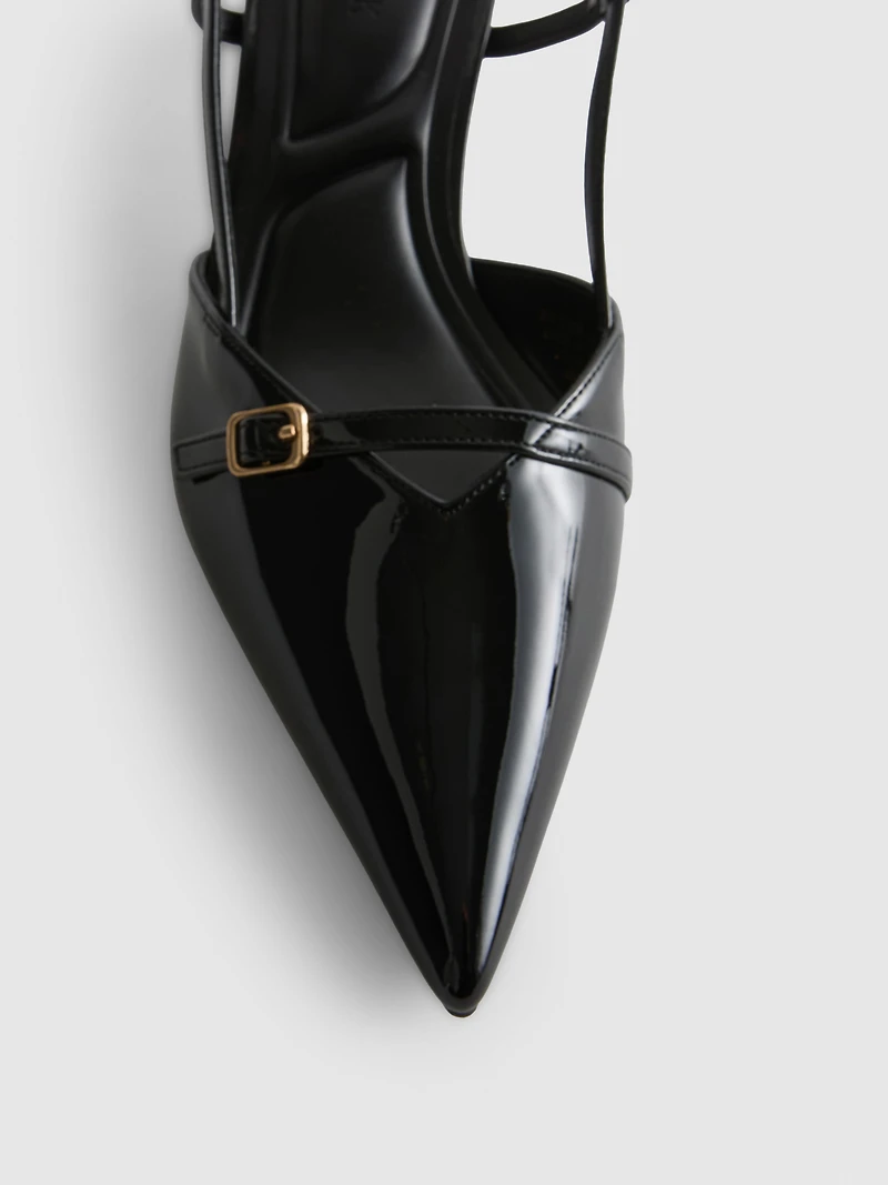 Buckle-Detail Kitten Heels