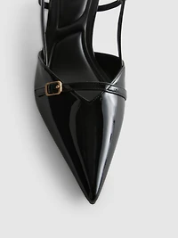 Buckle-Detail Kitten Heels