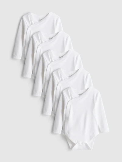 0-36mths | 5pk Pure Cotton Long-Sleeve Wrap Onesies