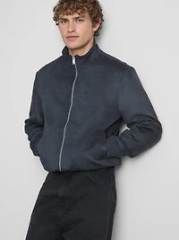 Faux Suede Bomber Jacket