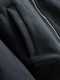 Faux Suede Bomber Jacket
