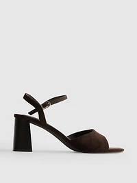 Faux Suede Block Heel Sandal