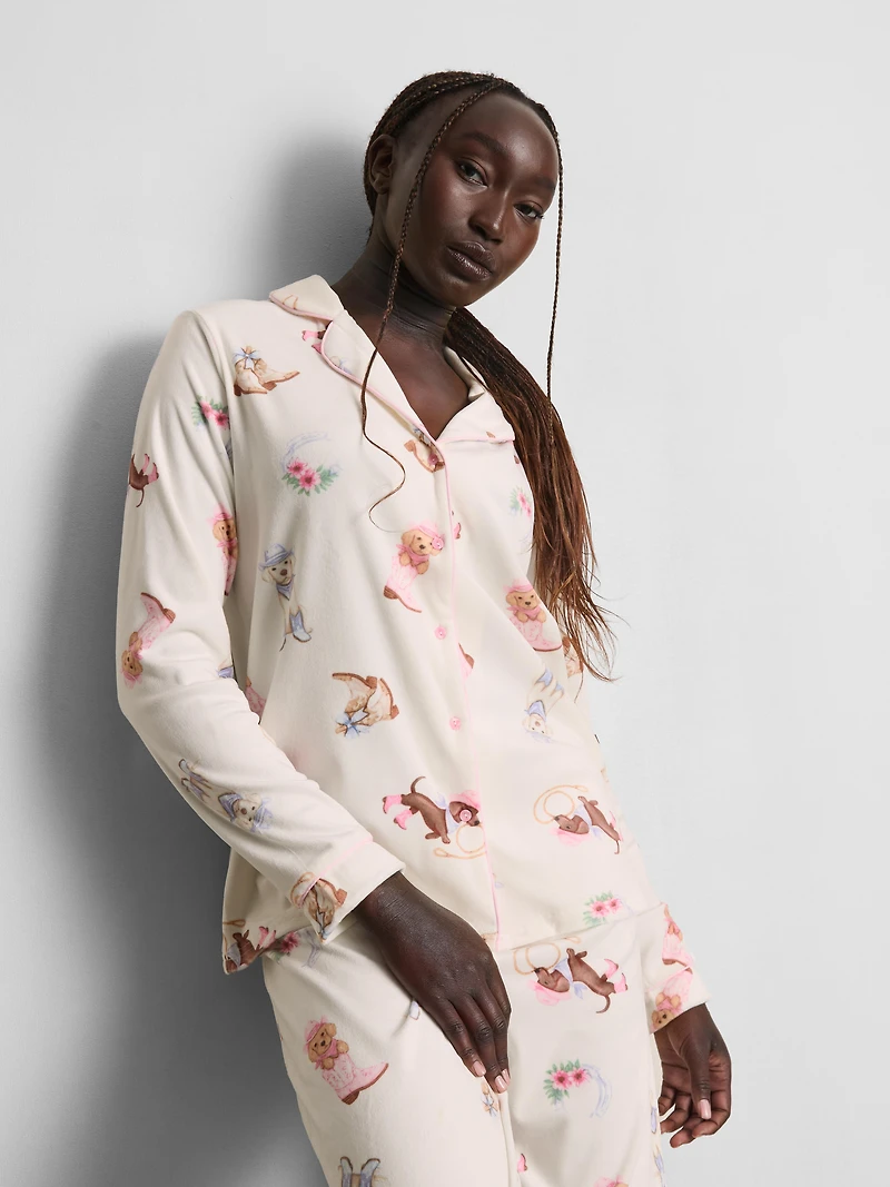 Printed Mink-Like Boyfriend Pajamas