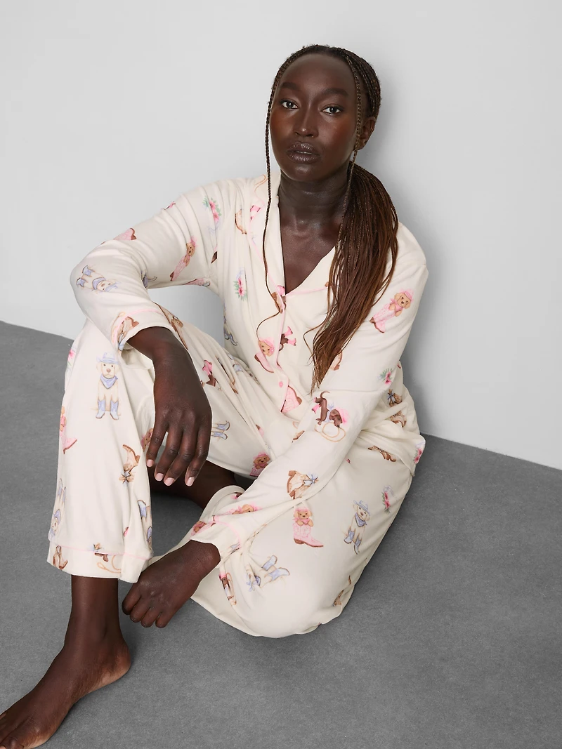 Printed Mink-Like Boyfriend Pajamas