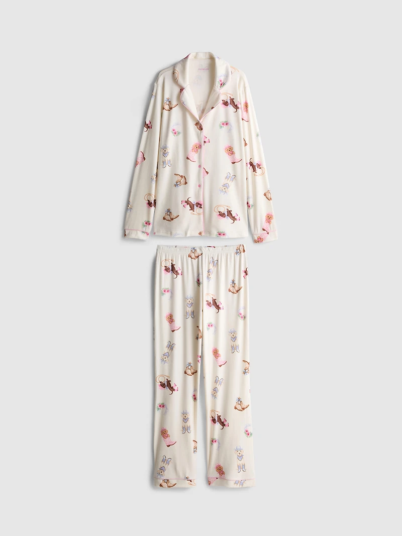 Printed Mink-Like Boyfriend Pajamas