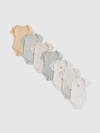 0-36mths | 7pk Pure Cotton Duck Graphic Bodysuits