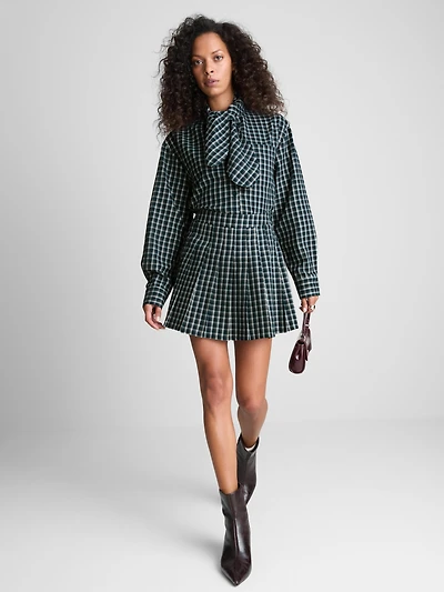 Paula Echevarría Pleated Check Mini Skirt