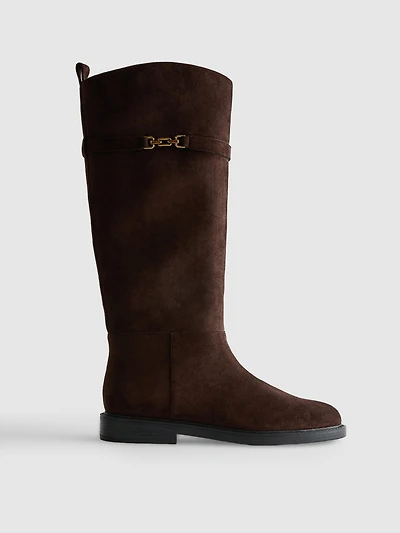 Faux Suede Knee-High Riding Boots