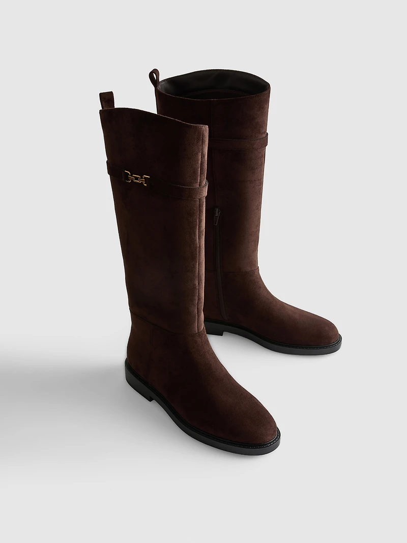 Faux Suede Knee-High Riding Boots