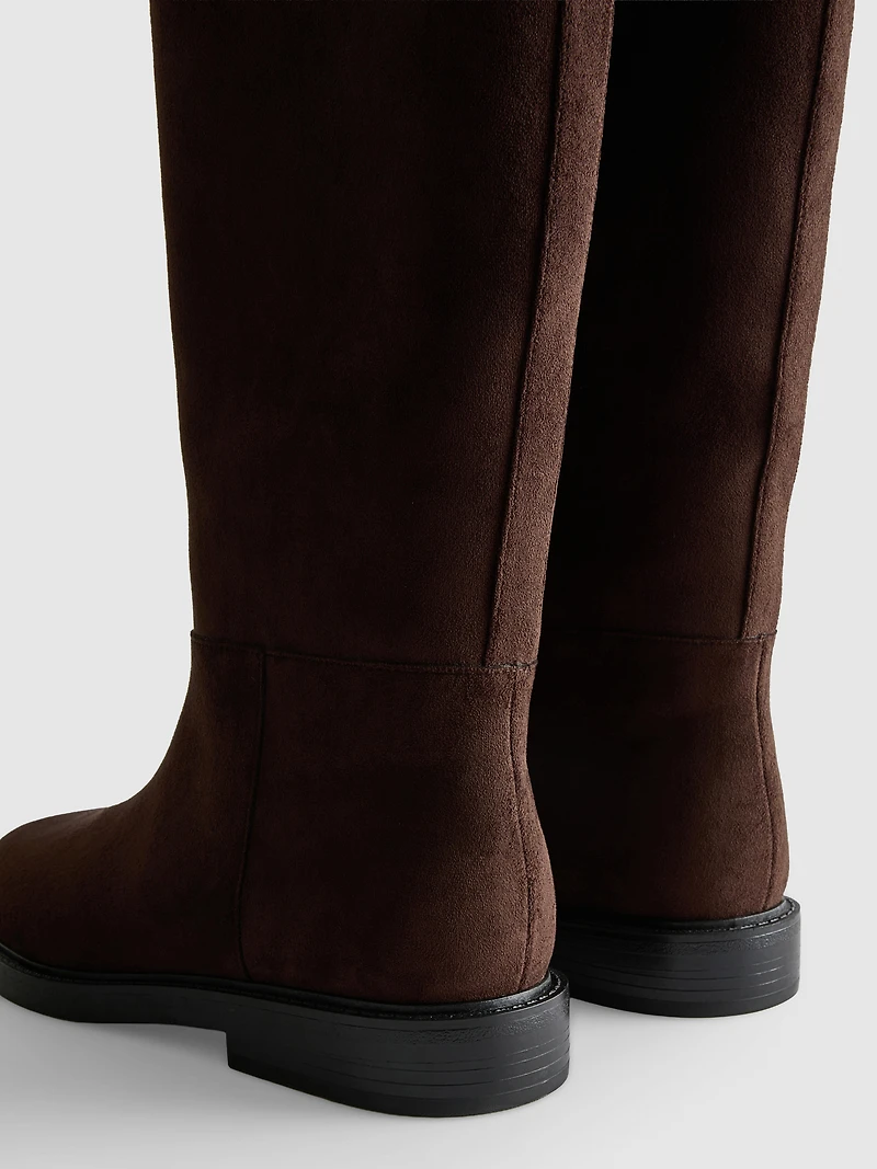 Faux Suede Knee-High Riding Boots