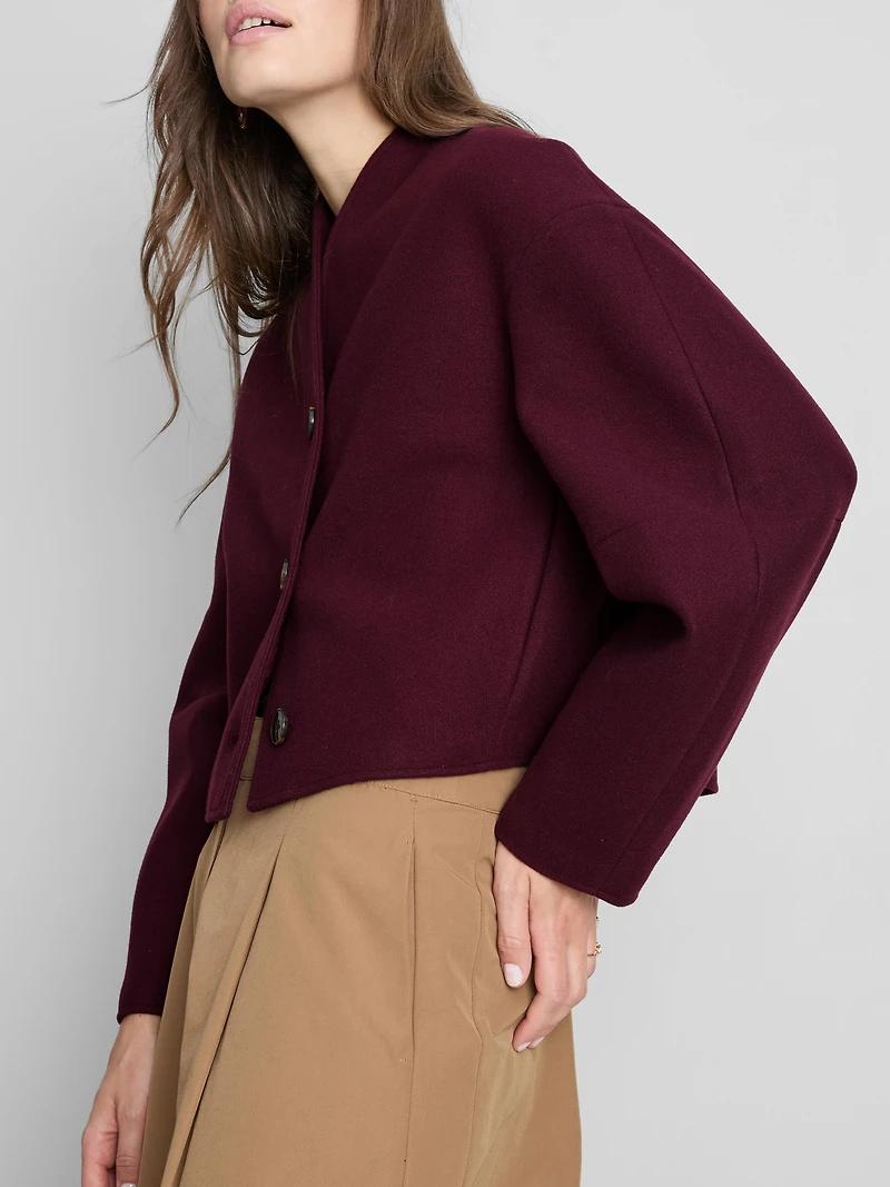Structured Collarless Cropped Jacket