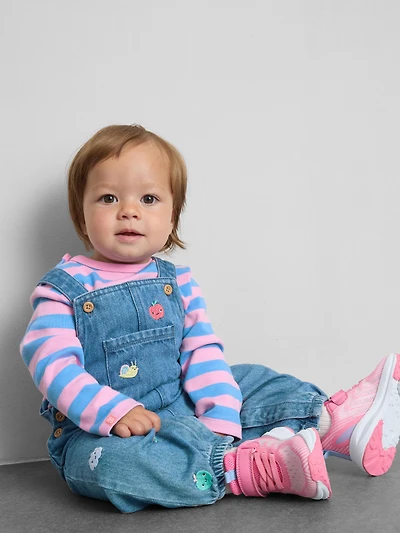 0-18mths | Onesie and Fruit Embroidered Denim Overalls Newborn Set