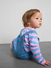 0-18mths | Onesie and Fruit Embroidered Denim Overalls Newborn Set