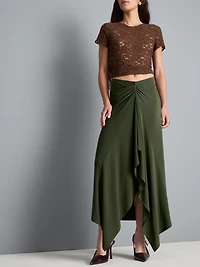 Jersey Waterfall Midi Skirt