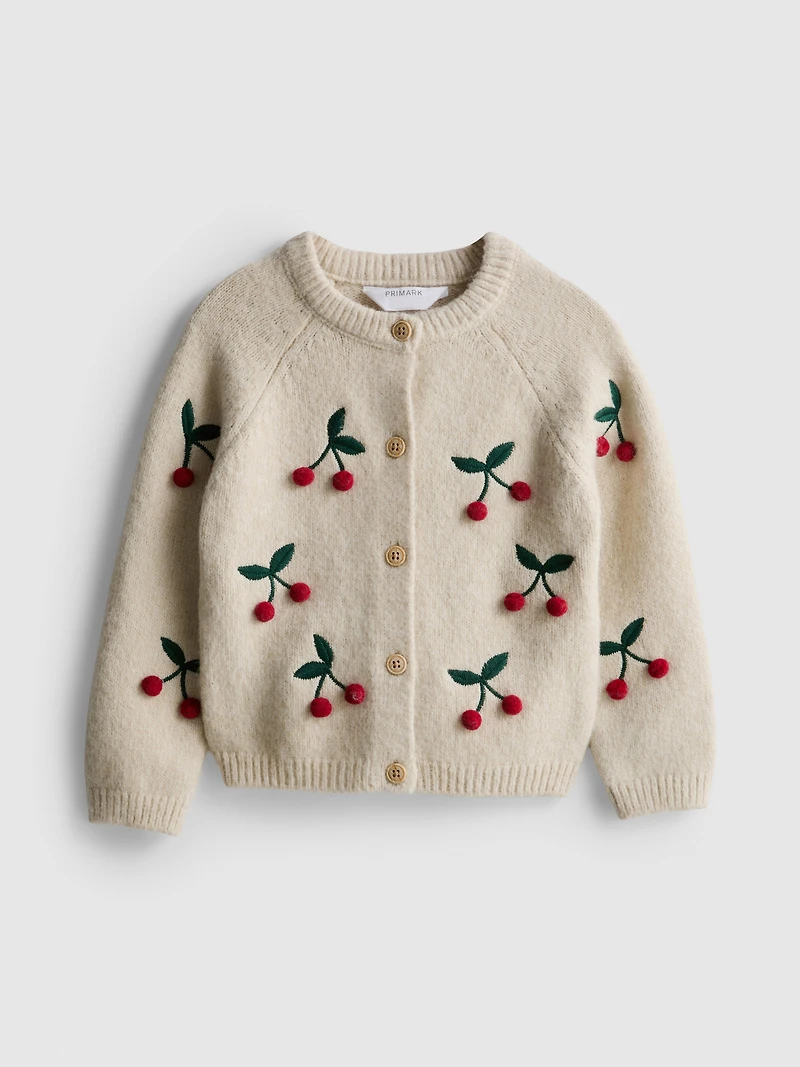 1-9yrs | Cherry Embroidered Cardigan