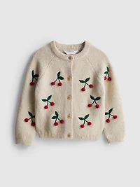 1-9yrs | Cherry Embroidered Cardigan