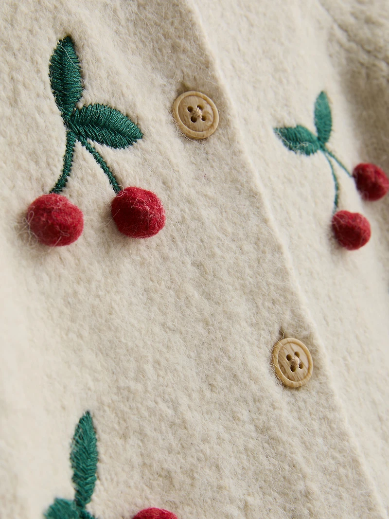 1-9yrs | Cherry Embroidered Cardigan