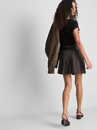 Pleated Belted Mini Skirt