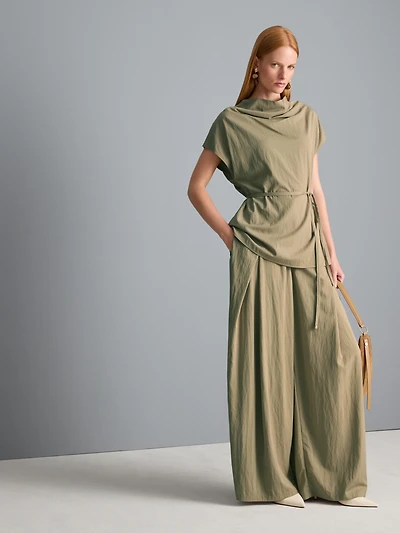 Cowl Neck Tie Side Blouse
