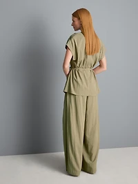 Cowl Neck Tie Side Blouse