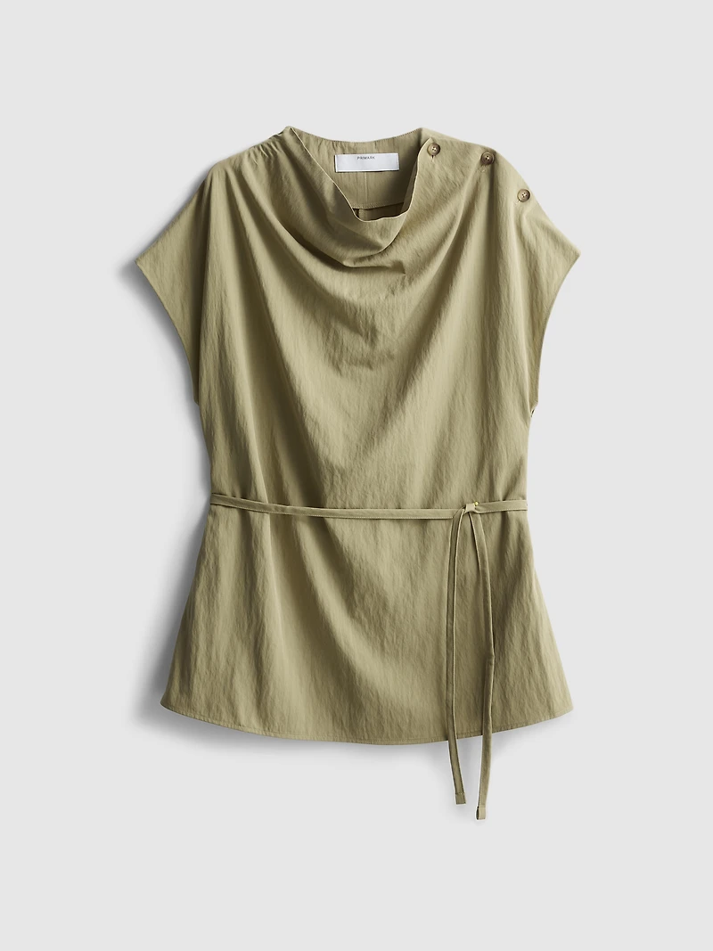 Cowl Neck Tie Side Blouse