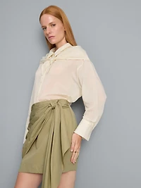 Cotton Wrap Tie Mini Skirt