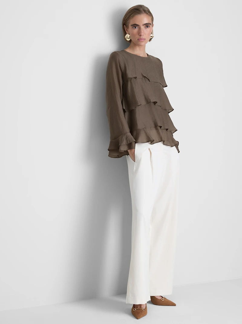 Tiered Long-Sleeve Blouse