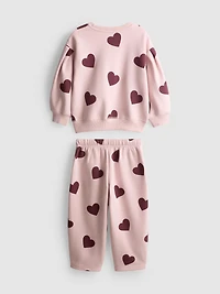 1-9yrs | Cotton-Rich Heart-Print Sweatshirt and Joggers Set