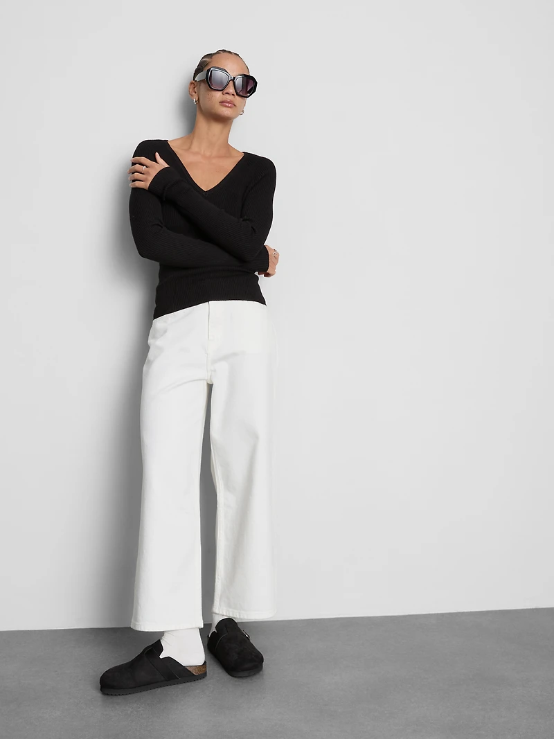 Ribbed V-Neck Sweater