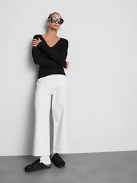 Ribbed V-Neck Sweater