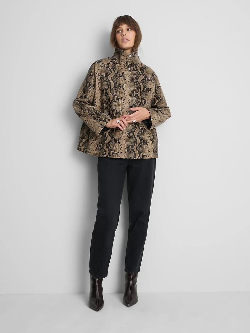 Paula Echevarría Faux Leather Funnel Neck Jacket